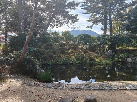 福井県-柴田氏庭園 柴田氏庭園,国指定名勝,野坂山の写真素材