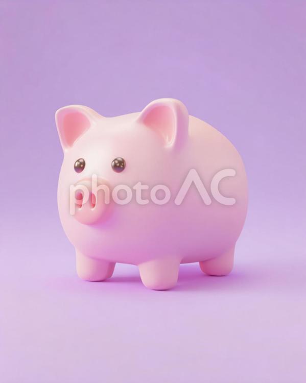 柔らかなピンクの可愛らしい3D貯金箱 貯金箱,豚,ブタの写真素材