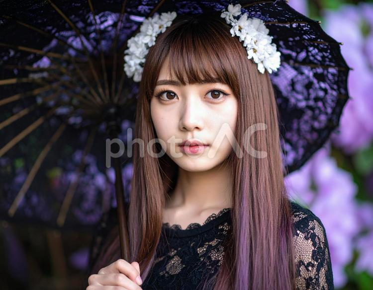 地雷系女子・紫の彼女、何を思う 地雷系,女子,17歳の写真素材
