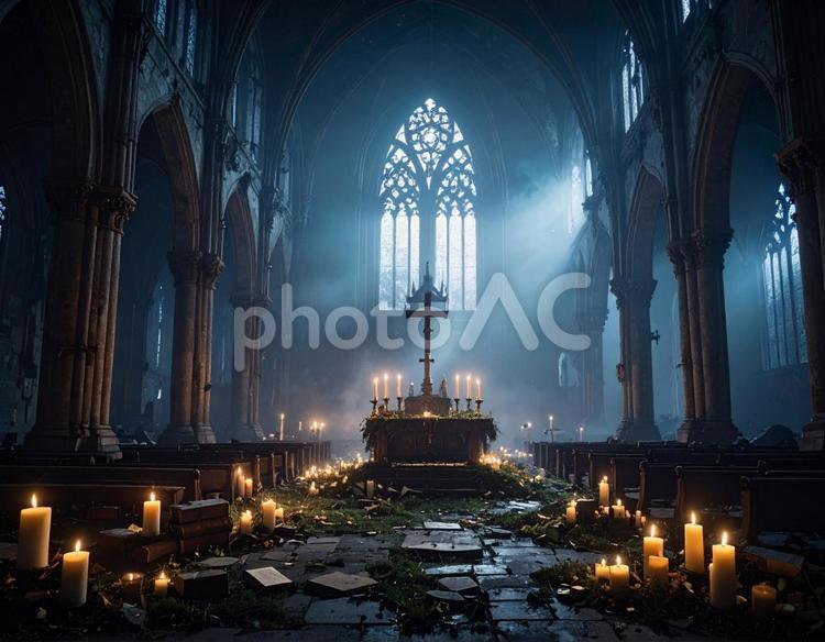 廃れた教会 中世,荒廃,ダークファンタジーの写真素材