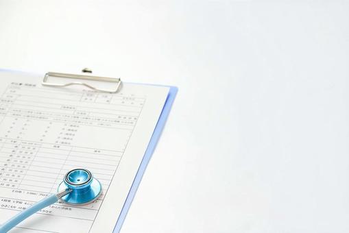 Hospital reception questionnaire Light blue stethoscope ②, hospital, inquiry, first visit, JPG