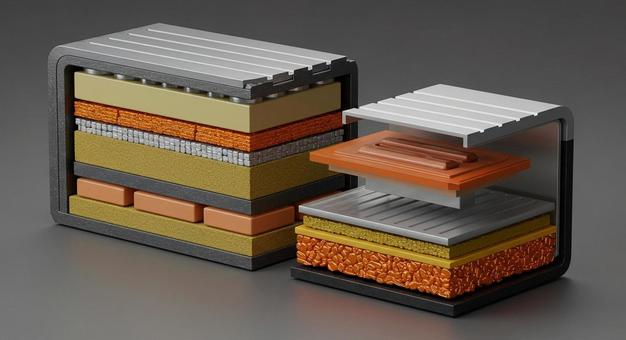 リチウムイオン電池の内部構造の写真