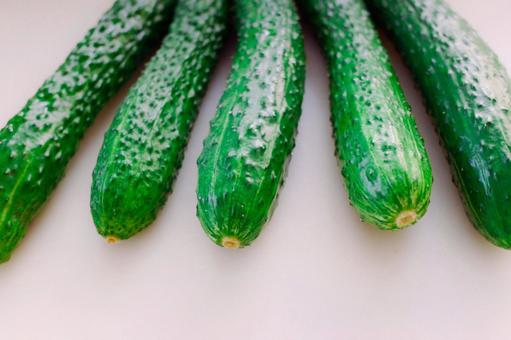 Close-up of five cucumbers with warts, JPG