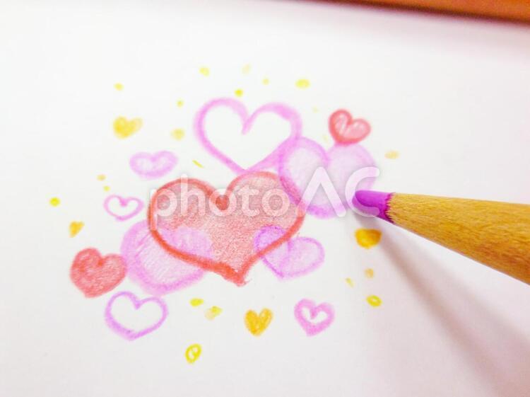 ハートを描く7 ハート,色鉛筆,いろえんぴつの写真素材
