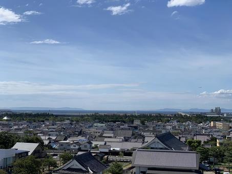 岸和田城からの眺め 街並み,岸和田城,城址の写真素材