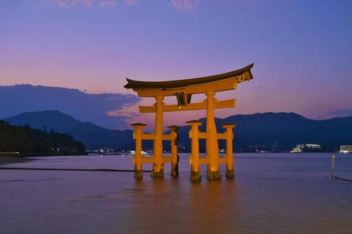 宮島：厳島神社・大鳥居・夕焼け 宮島,厳島神社,日本三景の写真素材