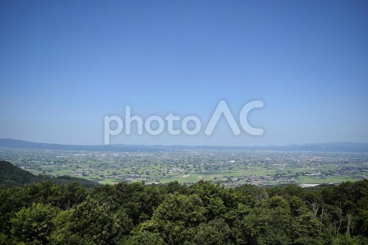 【富山】散居村展望台の風景 散居村展望台,展望台,散居村の写真素材