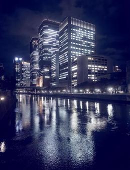 淀屋橋夜景素材イメージ 中之島,夜,夜景の写真素材