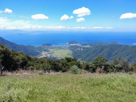 山 竜王山,登山,海の写真素材