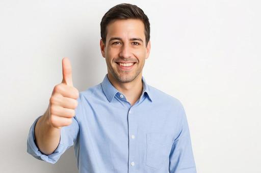 サムズアップする外国人男性・グッドポーズ サムズアップする外国人男性・グッドポーズの写真
