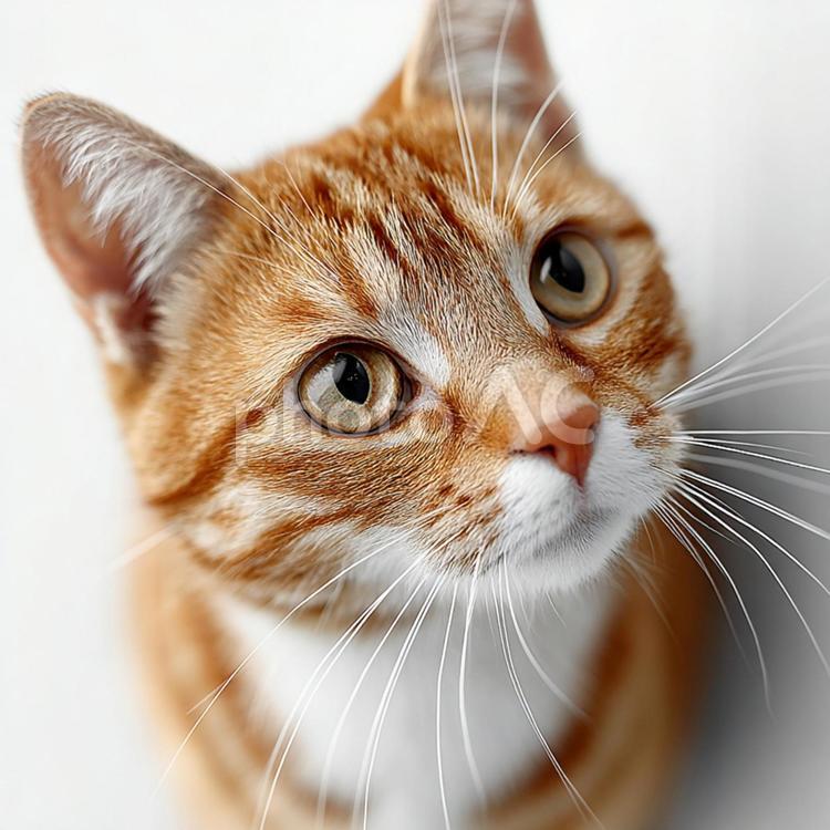 こちらを見つめる猫の顔のアップ ねこ,動物,ペットの写真素材