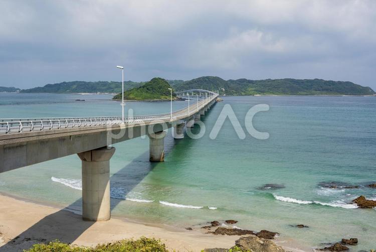海士ヶ瀬公園からの絶景 角島大橋,橋,橋脚の写真素材