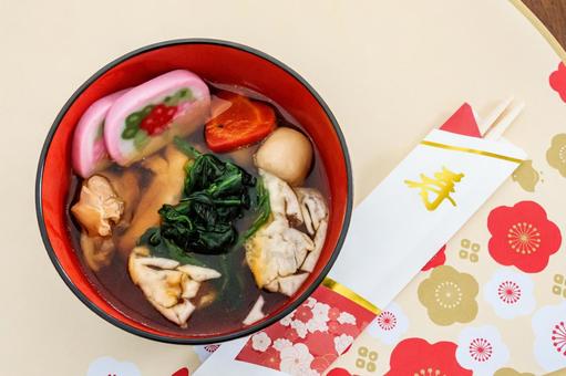 お雑煮の真俯瞰 お雑煮の真俯瞰 雑煮,正月,お正月の写真素材