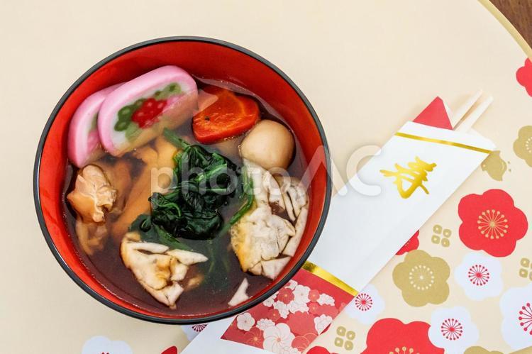 お雑煮の真俯瞰 雑煮,正月,お正月の写真素材