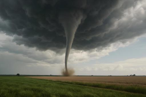 麦畑に迫る竜巻 麦畑に迫る竜巻の写真