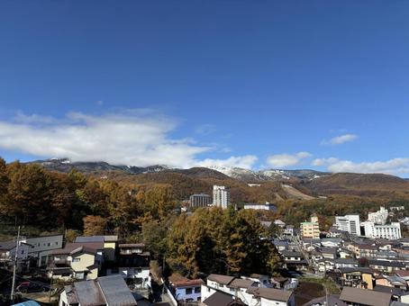 草津温泉 群馬,空,景色の写真素材