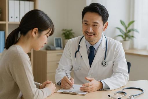 医師が患者の話を傾聴 医師が患者の話を傾聴の写真