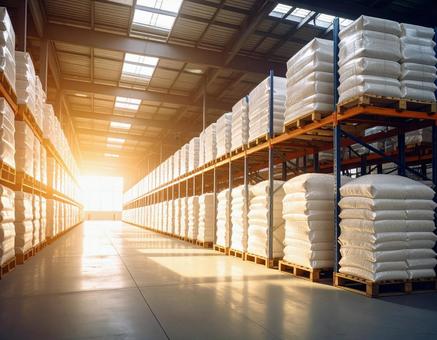 倉庫に備蓄米が保存されているの写真