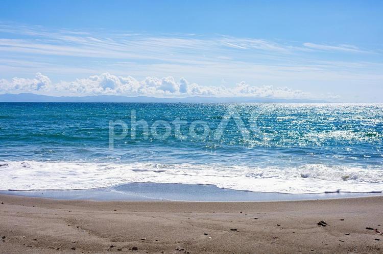 空と海と砂浜 青空,雲,大空の写真素材