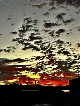 茜雲 空,風景,オレンジの写真素材