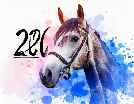水彩画風の馬 水彩画風の馬の写真