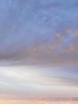 ピンク色の雲のある秋の朝空 空,ピンク,朝の写真素材