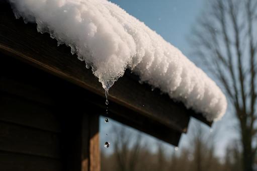 軒先の融雪雫の写真