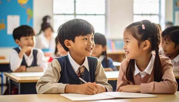 英会話教室で学ぶ子供たち 英会話教室で学ぶ子供たちの写真