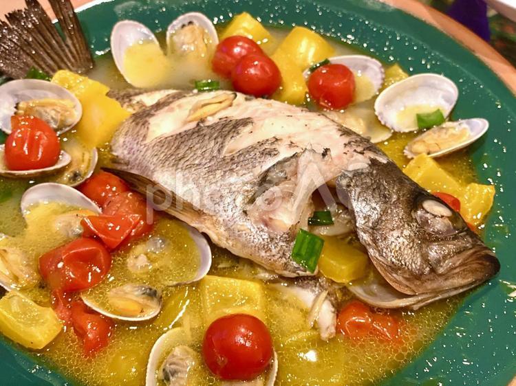 メバルのアクアパッツア アクアパッツァ,魚介類,メバルの写真素材