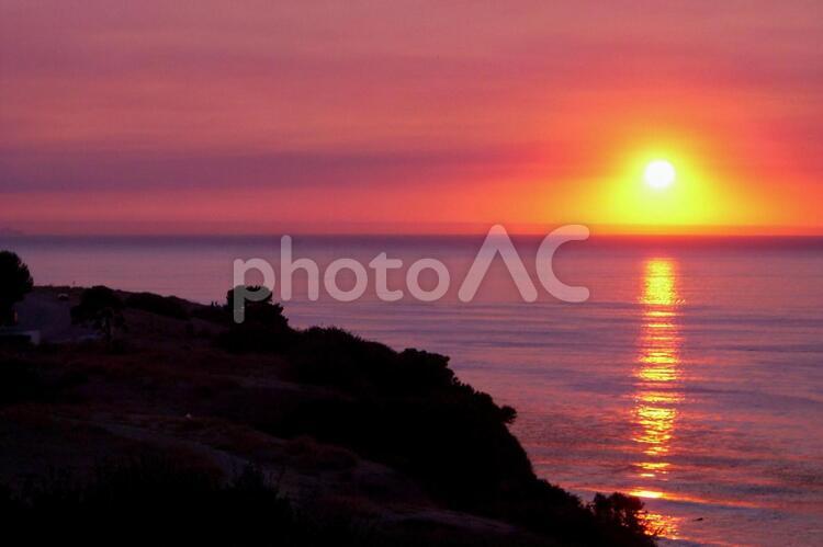 夕暮れと海９ 夕暮れ,海,空の写真素材