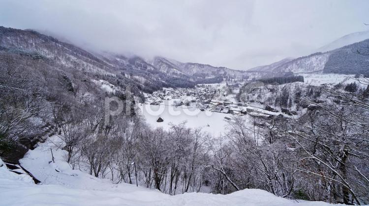城山天守閣展望台からの眺め 白川郷,世界遺産,世界文化遺産の写真素材