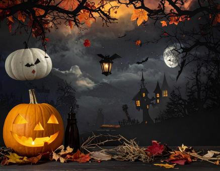 ハロウィンのダークな夜の暗い空の背景素材の写真