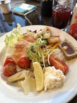 サラダ サラダ サラダ,レモン,トマトの写真素材