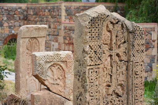 アルメニアの修道院のハチュカル アルメニアの修道院のハチュカル ハチュカル,十字架,クロスの写真素材