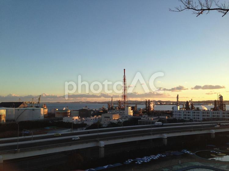 横浜の夕焼け 夕焼け,町並み,横浜の写真素材