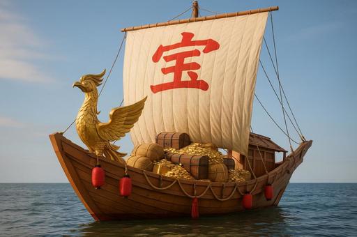 宝船と金貨の写真