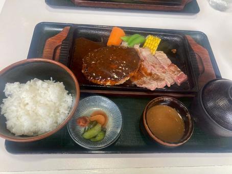 ランチ 定食 ランチ 定食 ハンバーグ,ステーキ,定食の写真素材