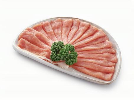 豚肉薄切り 皿盛り 豚肉薄切り 皿盛りの写真