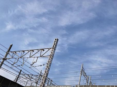 高架線と青空 高架線,青空,自然の写真素材