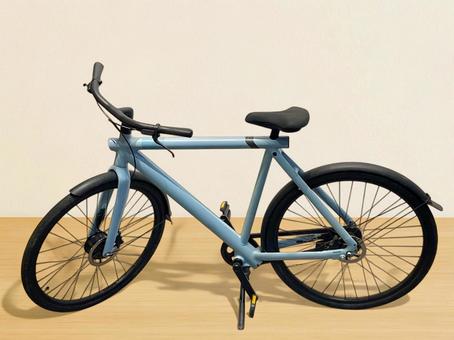 水色の自転車 水色の自転車 シティサイクル,クロスバイク,自転車の写真素材