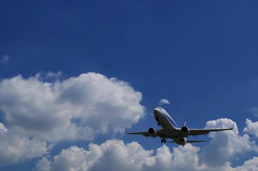 飛行機と青空 飛行機,青空,雲の写真素材