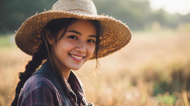 農業を営む若い女性 農業を営む若い女性の写真