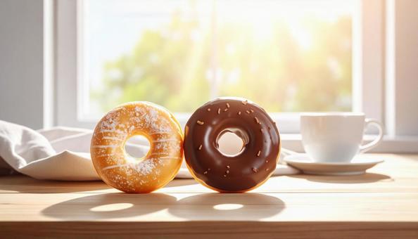 陽だまりの中のドーナツの写真