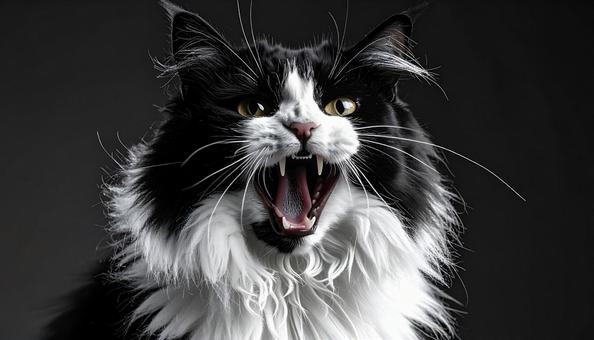 威嚇する猫 威嚇する猫の写真