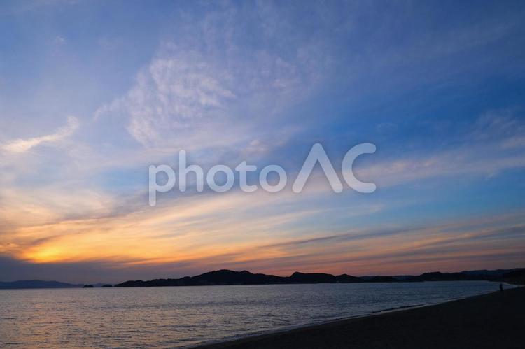 夕焼け空と海 夕焼け,空,海の写真素材