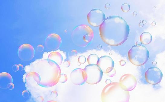青空へと舞い上がるシャボン玉 青空へと舞い上がるシャボン玉 シャボン玉,幻想的,お洒落の写真素材