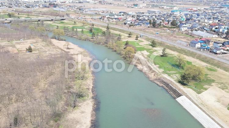 岩木川河川敷より② 岩木川,弘前市,川の写真素材