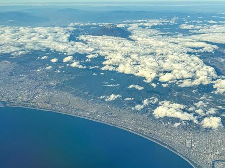 機内から見る富士山 富士山,飛行機,空撮の写真素材
