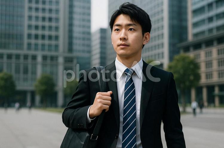 就職活動中の男子学生 就職,就活,スーツの写真素材