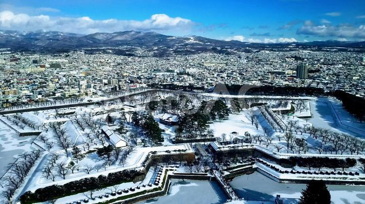 冬の五稜郭公園 五稜郭公園,函館,函館市の写真素材